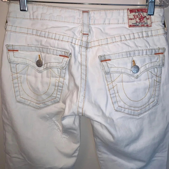 True Religion White Low Rise  Flare Distressed Jeans Y2K 30 - Picture 8 of 15